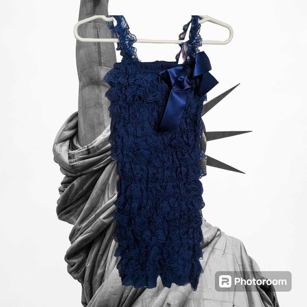 Navy Blue Lace Kids One Piece